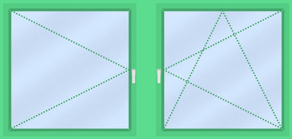 Iglo5 - 2-vaks raamkozijn horizontaal - Draai + Draai/kiep (met tussenbalk)