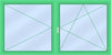 Iglo5 - 2-vaks raamkozijn horizontaal - Draai + Draai/kiep (zonder tussenbalk)