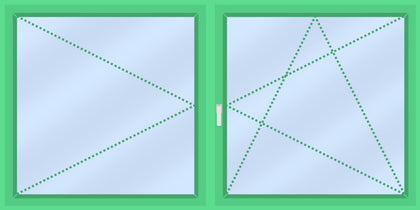 Iglo5 - 2-Fach Fensterrahmen horizontal - Dreh + Dreh/Kipp (ohne Zwischenleiste)