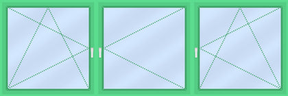 Iglo5 - 3-compartment window frame - Turn/tilt + Turn + Turn/tilt (without intermediate bar)