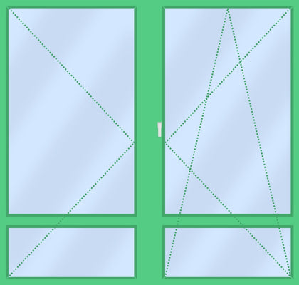Double balcony door with reinforcement, with intermediate beam - Turn + Turn/Tilt