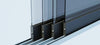 Glazen schuifwand - 4 railsysteem mat antraciet van 3920 mm breed met een totale hoogte van 2000 mm