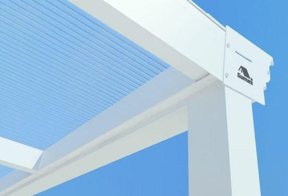 Klassieke carport in mat crème van 5,06m x 3,5m met heldere polycarbonaat